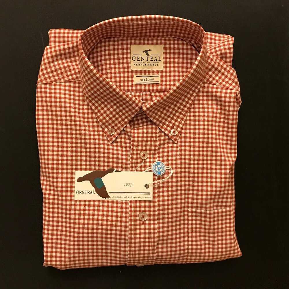 NWT GenTeal Mens Size Medium Red Performance Button Front Shirt Top NEW